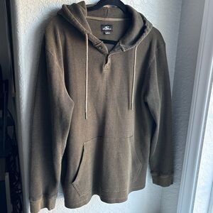 O’Neill Casual Skater Waffle Knit Olive Hooded Thermal Long Sleeve Sweatshirt L